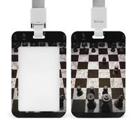 International Chess Badge Holder,Durable Sturdy Lanyard Badge Protector Push-Pull Type Adjustable Fashionable Work ID Cover for Metro Nurse Office