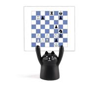 International Chess Composition Tactic Memo Holder Cartoon Black Cat Stand Decoration