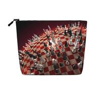 International Chess Printed Fake Hemp Makeup Bag â€“ Travel Toiletry Organizer, Daily Storage, Business Trip Essential