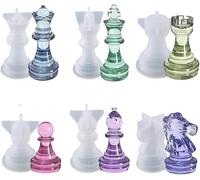 International Chess Resin Moulds, 3D Crystal Silicone Moulds for Resin Casting Chess Pieces, DIY Board Game Accessories Art Crafts Decor Tools for Kids Adults Family, Handmade Gifts Idea
