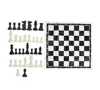 International Chess Set 32pcs Complete Plastic Chessmen Game Portable Foldable Chessboard for Kids Adults Travel Home School Black White 39.5x39.5cm