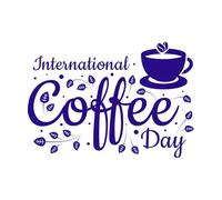 International Coffee Day October 1st Food Event Vinyl Wall Decals 36x51.8cm Multi Color Selection DarkBlue