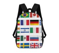 International Country Flags 17 Inch Travel Backpack for Men Women | Lightweight Casual Daypack Backpack with Adjustment Strap and Side Pockets