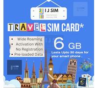 International Journey SIM Europe/UK Travel/Holiday SIM Card 30 Days 6GB High Speed Internet Data for Phone device