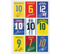 International Legends Gift Ronaldo Messi Zidane Signed A4 Print Display Football Gifts For Boys Digitally Reproduced Signature Football Gifts For Men (Unframed) (Unframed)