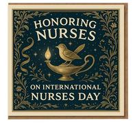 International Nurses Day Card - Honouring Nurses - Vintage Lamp and Bird Illustration - Elegant Appreciation Card for Nurse, Colleague or Friend