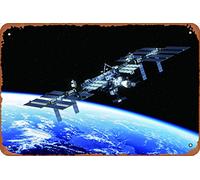 International Space Station Orbiting Earth Illustration Solar System Science Kids Map Galaxy Classroom Chart Pictures Outer Planets Hubble Astronomy Nasa Rocket Metal Tin Signs Room Stuff Wall Decor