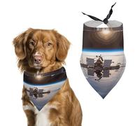 International Space Station Picture Dog Bandanas Adjustable Puppy Bandana Breed Bib Handkerchief Washable Triangle Pet Scarf Cat Dogs Kerchief Triangle Bibs Scarf for Small Medium Large Dogs
