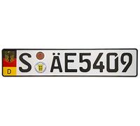 International Tie European German Euro License Plate with Random Numbers (Stuttgart)