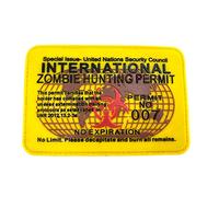 International Zombie Hunting Permit No Expiration Airsoft PVC Morale Cosplay Patch
