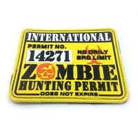International Zombie Hunting Permit Yellow PVC Large Airsoft Patch