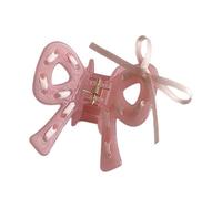 Internet Celebrity Ponytail Hair Claw with Ribbon Bowknot Shape Taking Photo Hair Catch for Woman Teens Braids Ponytail