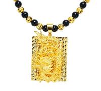 Internet celebrity same style Vietnamese sand gold flying dragon brand hollow men's imitation obsidian agate necklace jewelry