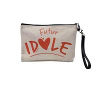 Internet Star Future Idol Linen Pouch Linen Look Canvas Makeup Bag Coin Purse 15 x 10 cm, linen, 23.5 x 15 cm, Makeup Bag