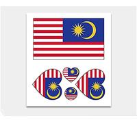 INTEROOKIE Children's environmentally friendly hands, world flag face tattoo stickers, World Cup heart shaped waterproof face stickers, tattoo stickers (Malaysia (10pcs))