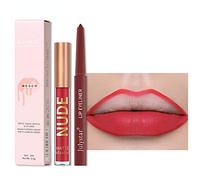 INTEROOKIE Mist face mouth red lip line Christmas color makeup does not fade and does not stick to cup matte lip color lip glaze set (04#)