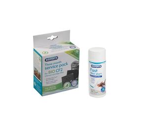 Interpet 3 Month Service Pack for the Internal Cartridge Filter CF2 (3 x Filter Cartridge, 3 x Algaway Pad) & Fast Filter Start Treatment, to Boost Aquarium Bio Filtration, 125 ml