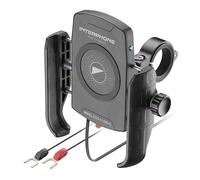 INTERPHONE Crab Smartphone Holder with Wireless Charging and USB-C for Motorcycle with Wireless Charging 15W Qi + USB-C Quick Charge, Universal Handlebar Mount 12-32mm, Vibration and Weather Resistant