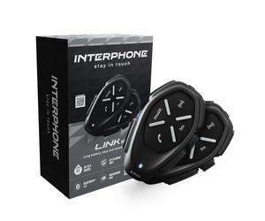 Interphone Link HD - Dual Motorcycle Headphones Stereo Earphones High Fidelity 40 mm, Driver Use - Distance 300 MT, Autonomy 20 Hours, GPS, TFT, IPX67 Waterproof