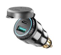 Interphone USB-A and USB-C 12V Adapter with DIN Plug Black