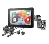 INTERPHONE SYNC70 Motorcycle Carplay Apple and Android Car Display, 7" Wi-Fi and Bluetooth Motorcycle Screen with Blind Spot Detection and Dual Camera, QUIKLOX Stem Included, IP66 Waterproof