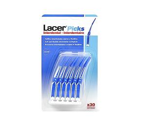 INTERPROXIMAL - Lacer Picks Interdental 30 Units, Soft and Flexible Triangular Rubber Tip, Large Capacity of Adapting to Interdental Spaces, No Metal Parts, Ergonomic Handle