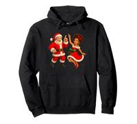 Interracial Dancing Santa Couple Christmas Art Pullover Hoodie