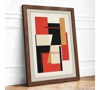 Intersections Geometric Framed Wall Art Print A3 Walnut