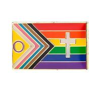 Intersex Inclusive Cross Christian LGBTQI Flag Metal Enamel Pin Badge Lapel