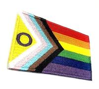 Intersex Progress Rainbow Gay Pride LGBT Iron On Embroidery Patch Flag Embroidered Fabric Sew On Transfer for Clothes 8cm x 5cm Rectangle Pack of 1