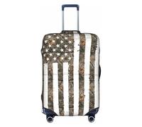 Interstellar American Flag Camouflage Print Travel Elastic Suitcase Luggage Baggage Cover Protector, Washable And Anti-Scratch, White, XL