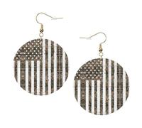 Interstellar American Flag Camouflage Printed Leather Earring Set For Women, 1 Pair Lightweight Bohemian Pierced Earrings Jewelry Gift For Women Girls