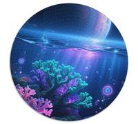 Interstellar Ocean 1000 Piece Jigsaws Science Fiction Round Puzzle for Adults And Kids Colorful Unique Challenge Games Scene Creative 1000pcs (67.5x67.5cm)