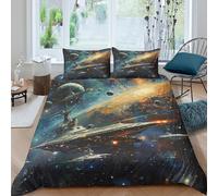 Interstellar Spacecraft Duvet Cover Sets 3 PCS Hotel Quality Quilt Cover Bedding Set Bed Covers with Pillowcases with Zipper Closure Hypoallergenic Soft Breathable Microfiber Double（200x200cm）