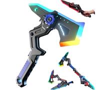 Interstellar Spark Battle Blade Dual Mode LED Light Blade, Battle Axe Transforming Sci-Fi Toy, 7 Color Change, One Button Switching, Combine Design, Mist Effect, USB Rechargeable (Blue)
