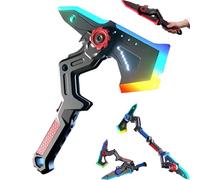 Interstellar Spark Battle Blade Dual Mode LED Light Blade, Battle Axe Transforming Sci-Fi Toy, 7 Color Change, One Button Switching, Combine Design, Mist Effect, USB Rechargeable (Red)