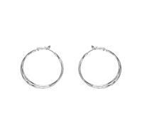 Intertwined Double Twist Hoop Click Top Earrings for Women, Dainty Polished Silver Tone Layered Circle Earrings for Daily Office Party Styling