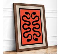 Intertwined Serpents Geometric Framed Wall Art Print A2 (59.4×42cm) Walnut, Wall Decor for Living Room, Bedroom, Office & Home, Ready to Hang, Art Gift