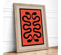 Intertwined Serpents Geometric Framed Wall Art Print A4 Oak