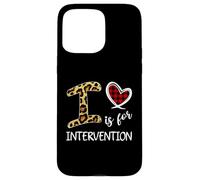 Intervention Teacher Education Educator Heart Plaid Leopard Case for iPhone 15 Pro Max