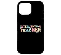 Intervention Teacher Education Retro Groovy Pastel Classroom Case for iPhone 16 Pro Max
