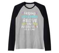 Intervention Teacher Helping Little Minds Grow Education Raglan Baseball Tee
