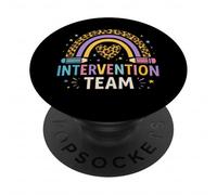 Intervention Team Rainbow Leopard Print Back to School PopSockets Adhesive PopGrip