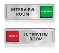 Interview Room Sliding Door Signs Do Not Disturb, In Use/Available Slider Sign for Business Home Office Wellness Vacant Occupied Privacy Slide Door Sign，Brushed Silver