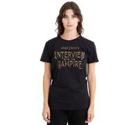 Interview with The Vampire Gold Logo Ladies T Shirt, Black, Medium