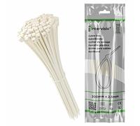 intervisio Cable Ties 200mm x 2.5mm White, Neutral, Natural 200 mm - 8” Premium Tie Wraps High Quality Nylon Zip Ties Wrap, Pack of 100 Pieces