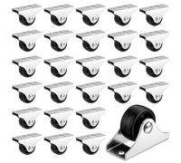 INTERWARM 100 Pcs 2.9cm Small Casters Wheels,Mini Fixed Caster Wheels,Low Profile Caster Wheel with Metal for Furniture Rolling Cabinet Trundle Bed Drawer (Black)