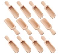 INTERWARM 12 Pcs Wooden Scoop,14cm Beech Wood Bath Salt Scoop Multipurpose Wooden Spoons for Flour Tea Coffee Sugar Baking Seasoning Cereal Pepper Bath Salt and More