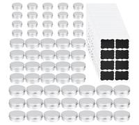 INTERWARM 120 Pcs 60ml/30ml/15ml Round Cans with Lid,3 Sizes Round Aluminum Cans,Empty Aluminum Containers for DIY Homemade Lotion Bars, Candles, Spices and Crafts with 20 Sheets Label Stickers