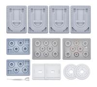 INTERWARM 12Pcs Beaded Measuring Tray, Beading Plate Tray Bracelet Necklace Design Boards Braiding Disk Macrame Kumihimo Board with 1pcs Stainless Steel Bead Tweezers for DIY Jewelry Making